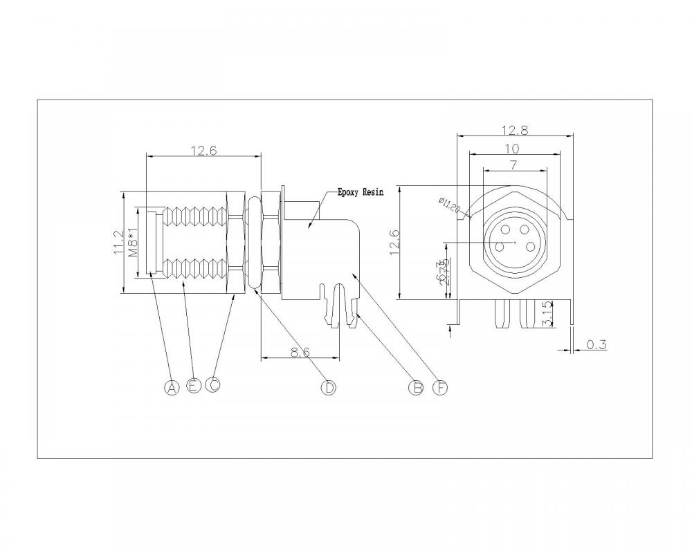 M802-XP-M-001 M8 3 ~ 8P Maschio Imparabile di immersione 90 gradi 90