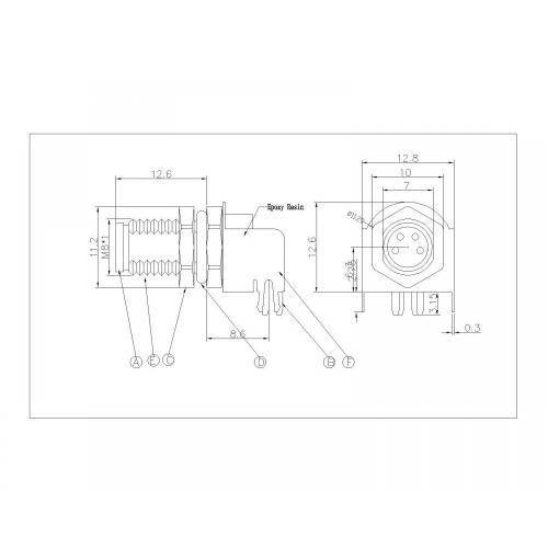 M802-XP-M-001 M8 3 ~ 8p Männlicher Wasserdfall 90 Grad