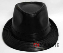 guangzhou custom plain blank black leather Fedora hat