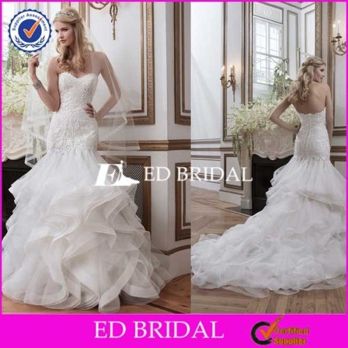 CE1178 New Arrival 2016 Sweetheart Puffy Ruffles Skirt Lace White Sexy Wedding Dress