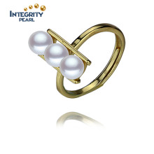 AAA 4.5-5mm Near Round Freshwater Pearl Ring Wholesale Cultured Natural Pearl Ring