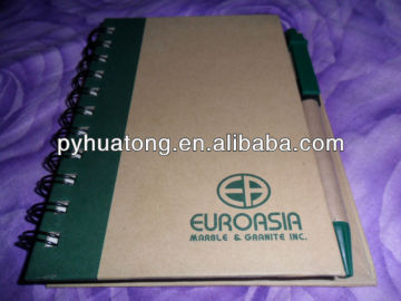 a6 kraft spiral hardcover notebook with pen