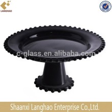 Black Glass Cake Plate