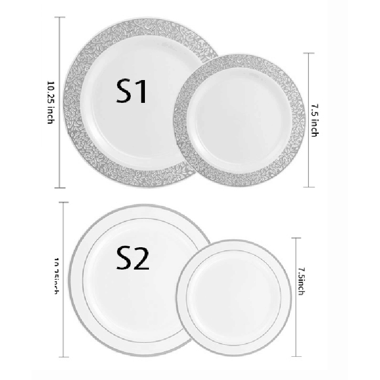 175 Piece Dinnerware Party Supplies Set - Silver Disposable Dinnerware Set Plastic Silverware Set for Wedding Holiday Parties