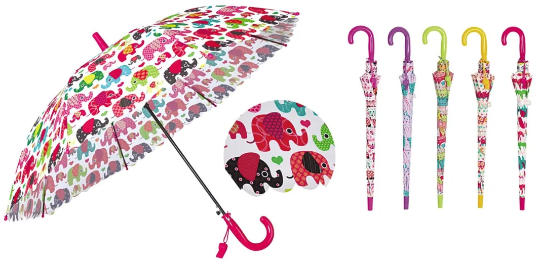 Fashion Children Poe Umbrella with Animal Printing/Cute Auto Gift Kid Umbrella with Whistle