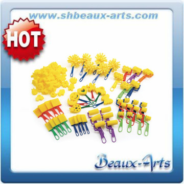 Diffrent shapes yellow sponge colorful handle fun painting foam brush kit