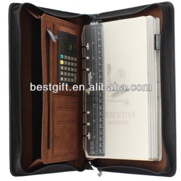 pu leather notebook with calculator, zipper notebook, promotion pu notebook