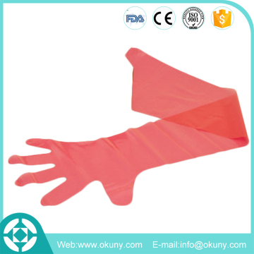 Orange color plastic long arm gloves