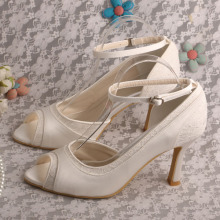 Amazon Ivory Peep Toe Shoes Bride Pumps with Ankle Strap