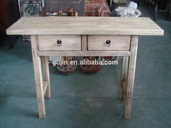 reclaimed wood elm furniture 2 drawer console side table