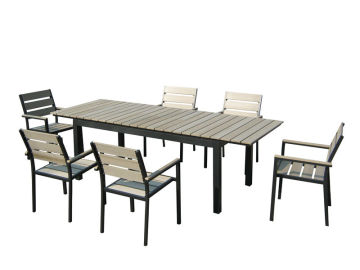 7pc aluminum plastic extension dining set