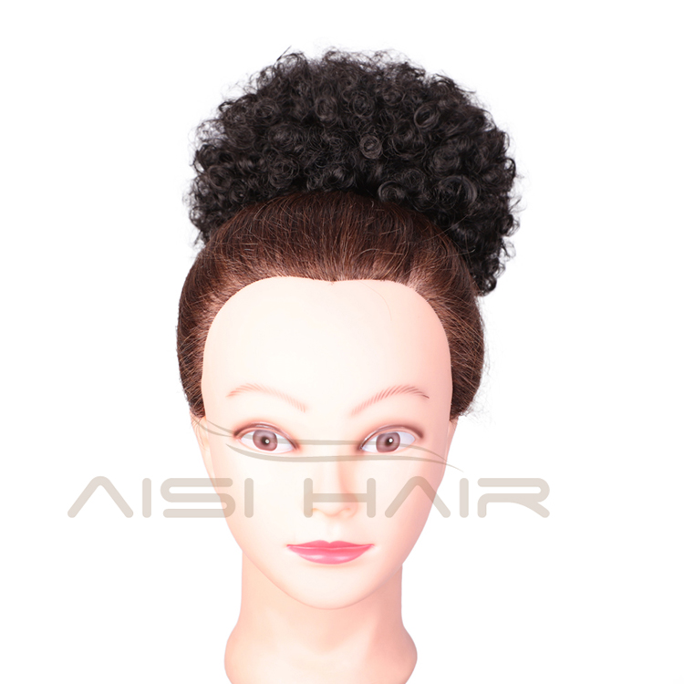 Aisi Hair Short Kinky Fluffy Synthetic Hair Bun Black Ponytail Afro Short Puff Curly Chignon Hair Extension For Black Women