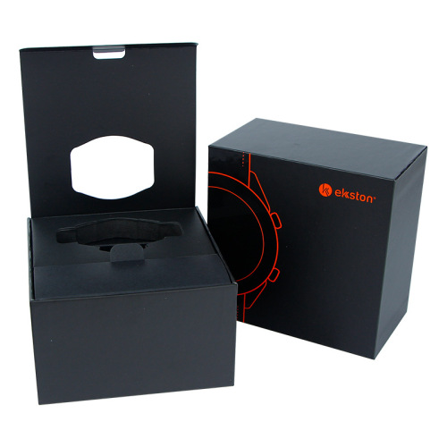 Caja electrónica de regalo negro de tapa magnética con manga