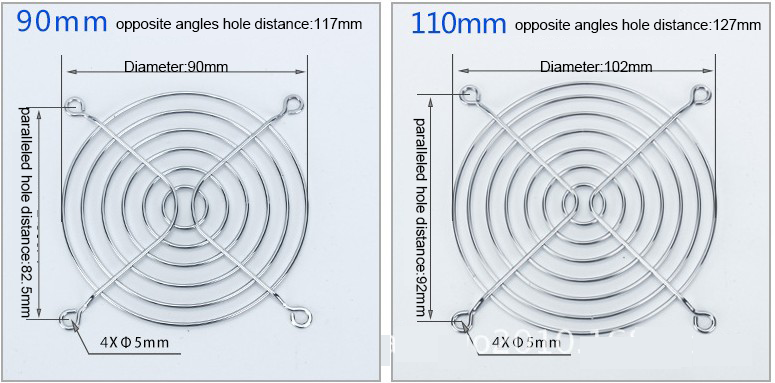 7 8 9 11 CM Metal wire protective net Axial fan the cooling fan guard can be used with an oval net cover