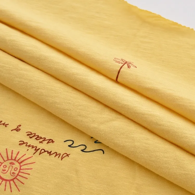 ผ้าฝ้าย 100% การพิมพ์สีผ้าถักเจอร์ซีย์เดี่ยว