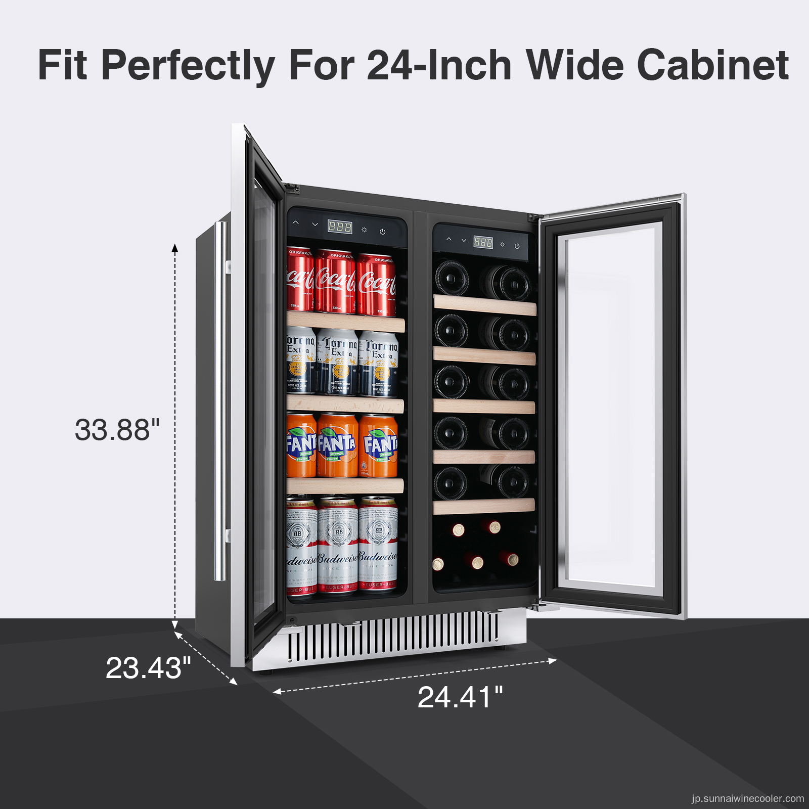 ワインと飲み物のクーラーコンプレッサーガラスドア冷蔵庫