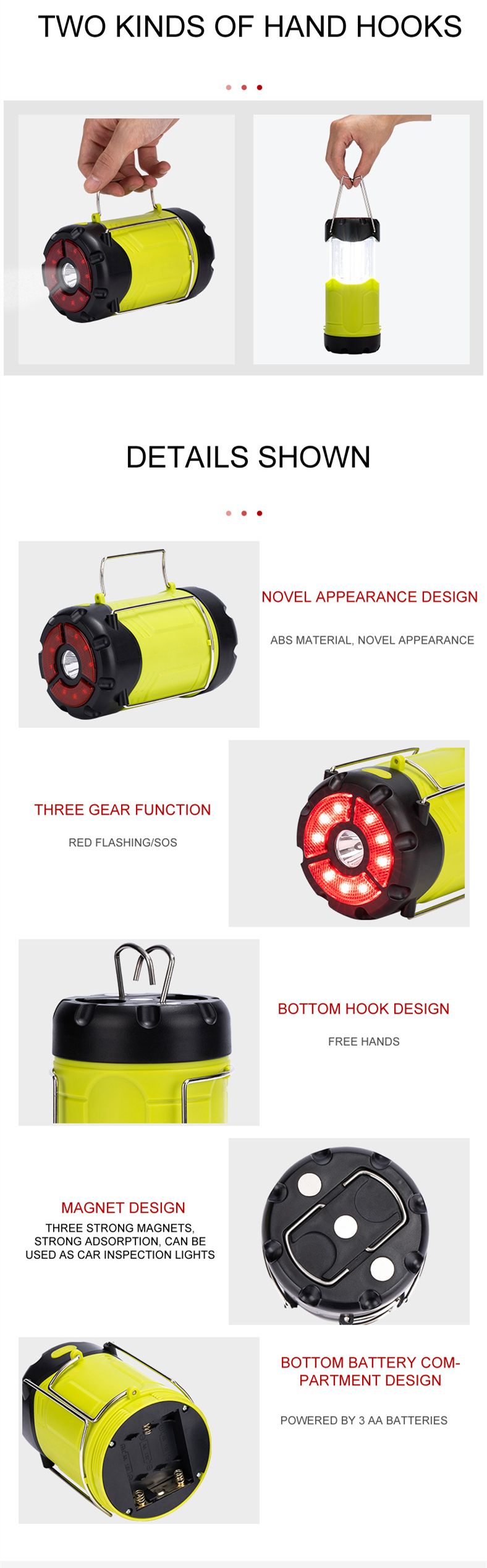 Outdoor Portable Hot Sell COB Super Bright  LED Camping lights Collapsible Camping lights Battery/USB Powered