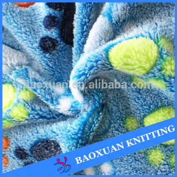 patterned coral fleece fabric promotional blanket 3d footprints embossed for blanket