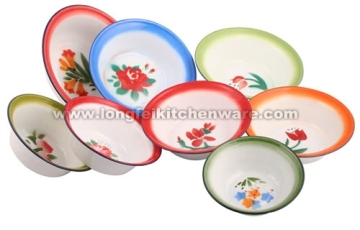 Enamel Deep Basin Decorated