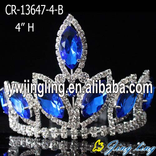 4" Wholesale Blue Mini Rhinestone Pageant Crowns