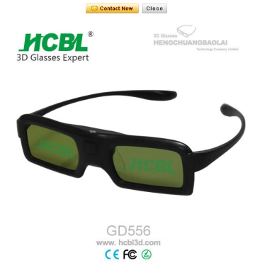 DLP Link Universal Active Shutter 3D Glasses With Rechargable Battery / Logo Print