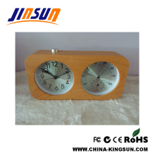 Natural Wood Quartz Alarm Clock With Night Light