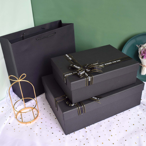 도매 판지 용지 뚜껑이있는 검은 선물 상자