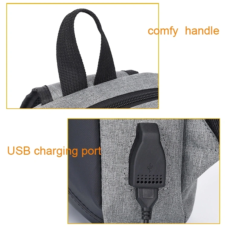 Wholesale Newest Polyester Men Chest Bag USB Single Shoulder Sling Bag