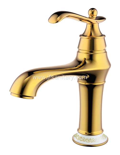 Gold Single Hole And Lever Vintage Basin Faucet