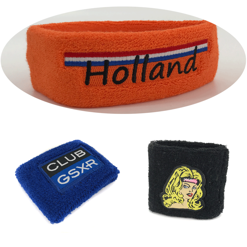 Custom Sports Embroidered Cotton No Minimum Order Sweatband Head