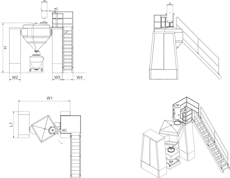  square cone mixer machine