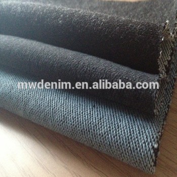 thin stretch denim fabric jacket terry knit denim fabric