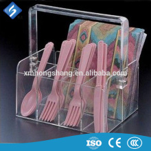 Acrylic Self-service Disposable Spoon Fork Display Basket for Party