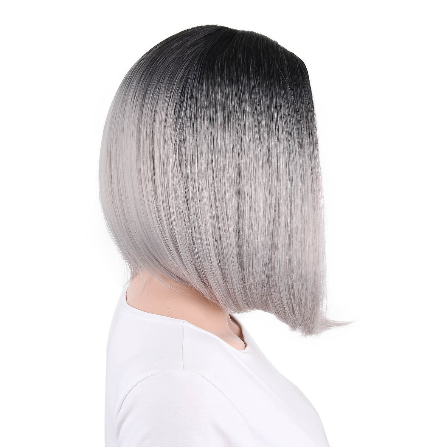 Vigorous Wholosale Ombre Blonde Wigs Synthetic Middle Side WigsCosplay Short Silky Straight Bob Wigs For Women Heat Resistant