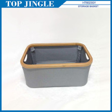 Useful Bamboo Rim Design Rectangle Laundry Basket