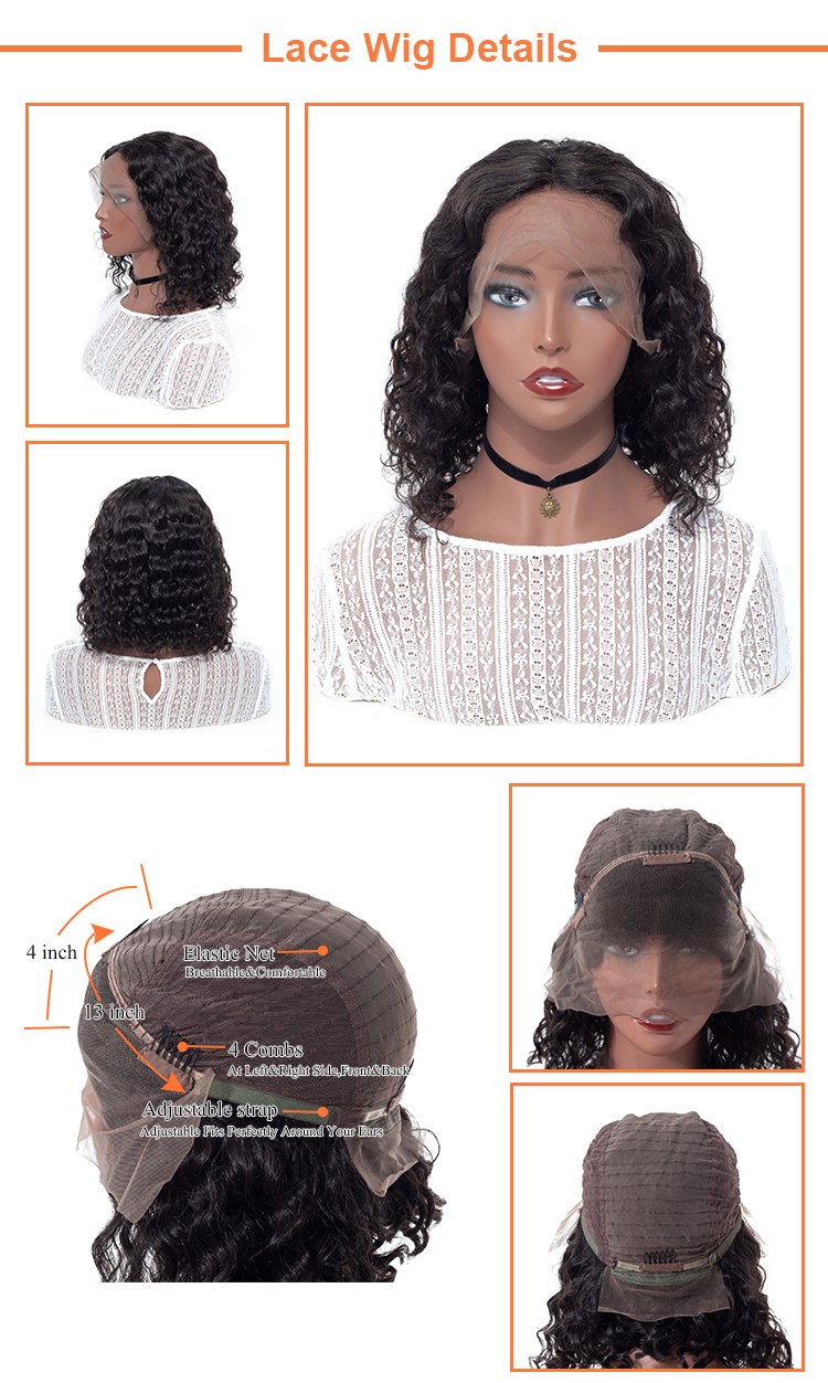 Wholesale Bob Wig Vendor Uboss 100% Malaysian Hair Wig 150% 180% Density 613 Bob Style 4*4 Closure Front Lace Wig Deep Wave