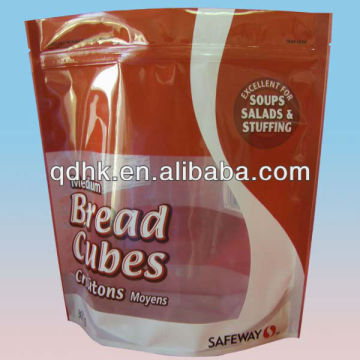 Resealable stand up dried bread bag with window