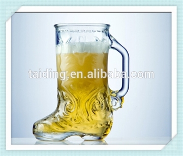 German glass beer boot Boot shape beer glass cup 1L boot beer cup with handle