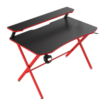 55.1 Inch Double Layer Red PC Gaming Desk with Shelf