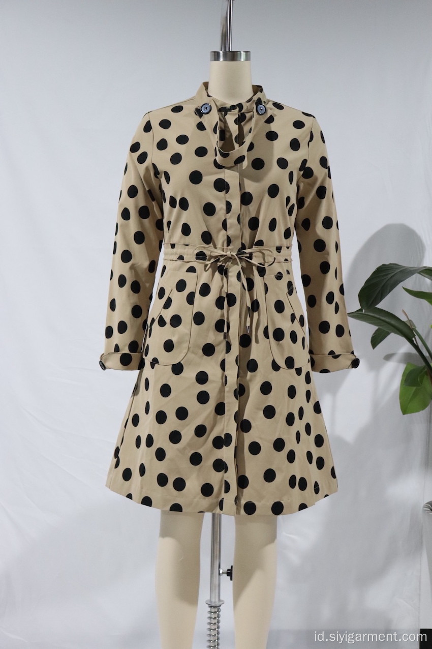 Rok Kancing Breasted Wanita Vintage Polka Dots