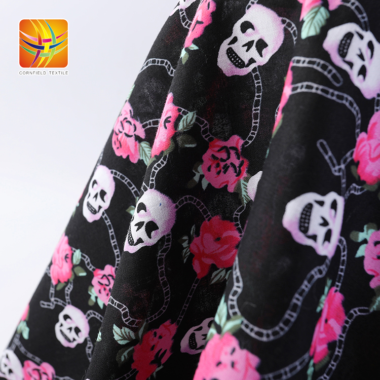 Rose and Skull Printed Fabric