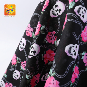 Fashionable Stretch Cotton Fabric Skull Printed