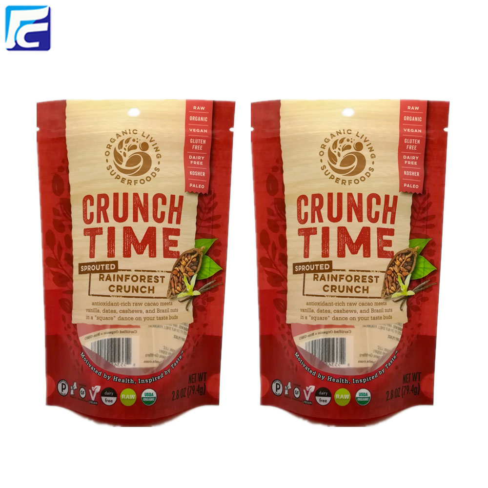 Customized stand up ziplock plastic cashew nut bag