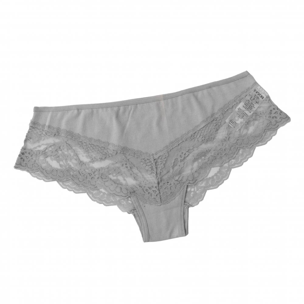 Gray Ladies Lace Patchwork Briefs