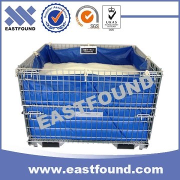 Warehouse Cage Zinc Rolling Food Storage Forklift Metal Stacking Bins