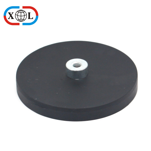 Neodymium Rubber Coated Pot Magnet with Screwed Bush