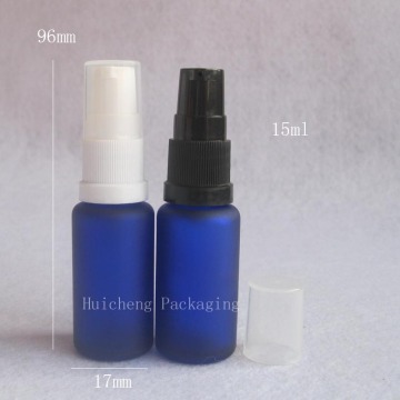 Frosted Blue Glass Bottle with syrup pump