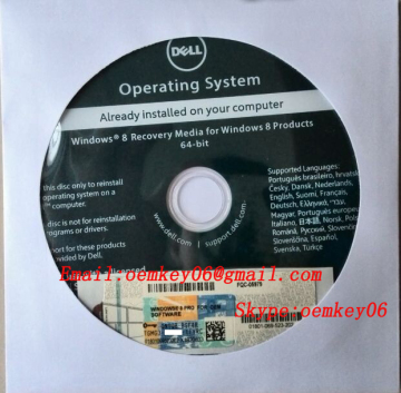 Microsoft Windows 8 Pro OEM Key License + 64 Bit DVD