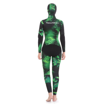 Seaskin bayanlar iki parça camo neopren mızrak avı wetsuits