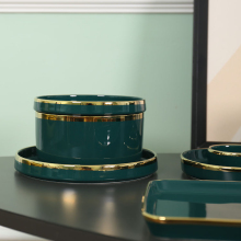 Factory Direct Cheap Durable Custom Deep Blue Ceramic Breakfast Bowl and Plate